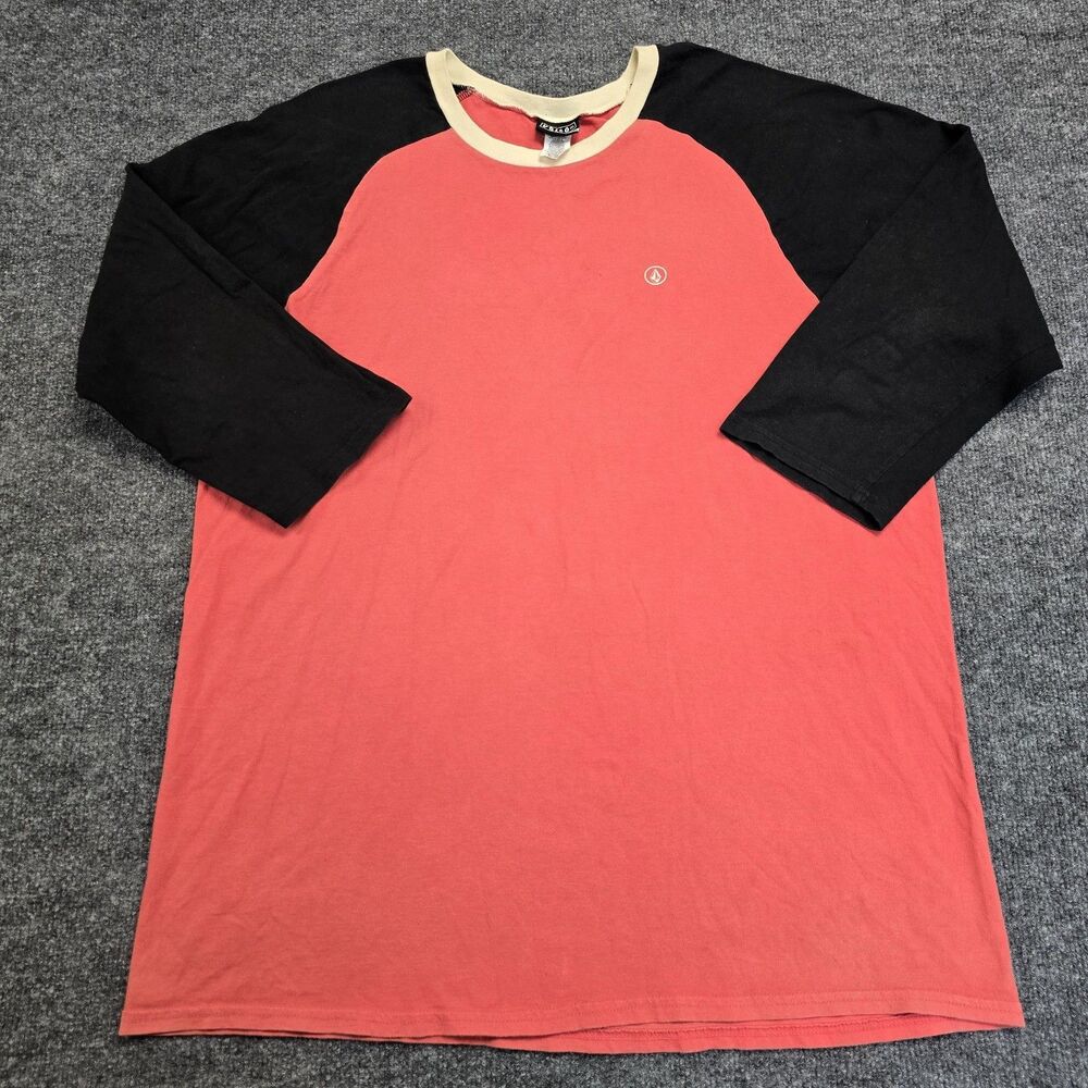 Vintage Volcom Stone Y2K Raglan T-Shirt Mens XL Red Black Heathered Skate Grunge